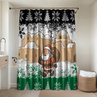 Jordan Christmas Bathroom Set with Santa Snow Village Green and Black Snowflake Tree Pattern - Wonder Print Shop