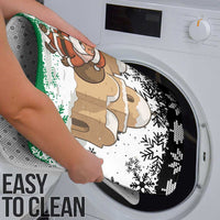 Jordan Christmas Bathroom Set with Santa Snow Village Green and Black Snowflake Tree Pattern - Wonder Print Shop