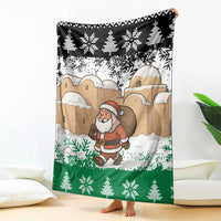 Jordan Christmas Blanket with Santa Snow Village Green and Black Snowflake Tree Pattern - Wonder Print Shop