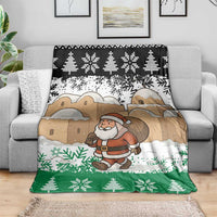 Jordan Christmas Blanket with Santa Snow Village Green and Black Snowflake Tree Pattern - Wonder Print Shop