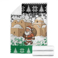 Jordan Christmas Blanket with Santa Snow Village Green and Black Snowflake Tree Pattern - Wonder Print Shop