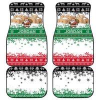 Jordan Christmas Car Mats with Santa Snow Village Green and Black Snowflake Tree Pattern - Wonder Print Shop