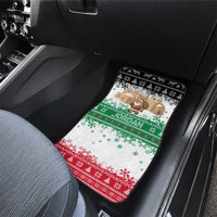 Jordan Christmas Car Mats with Santa Snow Village Green and Black Snowflake Tree Pattern - Wonder Print Shop