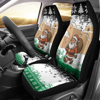 Jordan Christmas Car Seat Cover with Santa Snow Village Green and Black Snowflake Tree Pattern - Wonder Print Shop