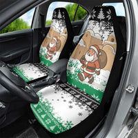 Jordan Christmas Car Seat Cover with Santa Snow Village Green and Black Snowflake Tree Pattern - Wonder Print Shop