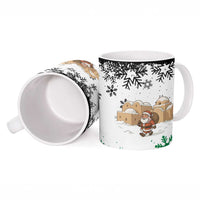 Jordan Christmas Ceramic Mug with Santa Snow Village Green and Black Snowflake Tree Pattern - Wonder Print Shop