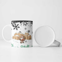 Jordan Christmas Ceramic Mug with Santa Snow Village Green and Black Snowflake Tree Pattern - Wonder Print Shop