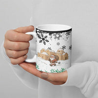 Jordan Christmas Ceramic Mug with Santa Snow Village Green and Black Snowflake Tree Pattern - Wonder Print Shop
