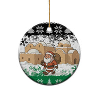 Jordan Christmas Ceramic Ornament with Santa Snow Village Green and Black Snowflake Tree Pattern - Wonder Print Shop