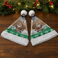 Jordan Christmas Santa Hat with Santa Snow Village Green and Black Snowflake Tree Pattern - Wonder Print Shop