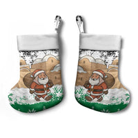 Jordan Christmas Stocking with Santa Snow Village Green and Black Snowflake Tree Pattern - Wonder Print Shop