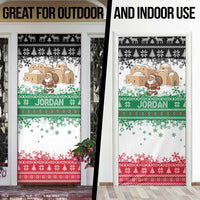 Jordan Christmas Door Cover with Santa Snow Village Green and Black Snowflake Tree Pattern - Wonder Print Shop
