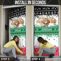 Jordan Christmas Door Cover with Santa Snow Village Green and Black Snowflake Tree Pattern - Wonder Print Shop