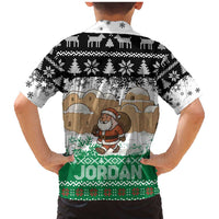 Jordan Christmas Family Matching Mermaid Dress and Hawaiian Shirt with Santa Snow Village Green and Black Snowflake Tree Pattern - Wonder Print Shop