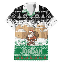 Jordan Christmas Family Matching Mermaid Dress and Hawaiian Shirt with Santa Snow Village Green and Black Snowflake Tree Pattern - Wonder Print Shop