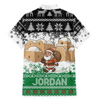 Jordan Christmas Family Matching Mermaid Dress and Hawaiian Shirt with Santa Snow Village Green and Black Snowflake Tree Pattern - Wonder Print Shop