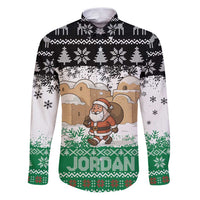 Jordan Christmas Family Matching Puletasi and Hawaiian Shirt with Santa Snow Village Green and Black Snowflake Tree Pattern - Wonder Print Shop
