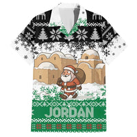 Jordan Christmas Hawaiian Shirt with Santa Snow Village Green and Black Snowflake Tree Pattern - Wonder Print Shop