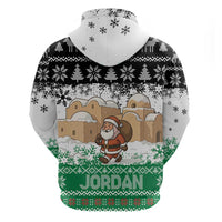 Jordan Christmas Hoodie with Santa Snow Village Green and Black Snowflake Tree Pattern - Wonder Print Shop