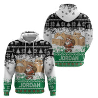 Jordan Christmas Hoodie with Santa Snow Village Green and Black Snowflake Tree Pattern - Wonder Print Shop