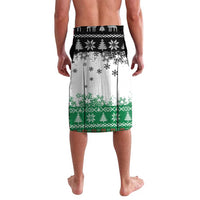 Jordan Christmas Lavalava with Santa Snow Village Green and Black Snowflake Tree Pattern - Wonder Print Shop