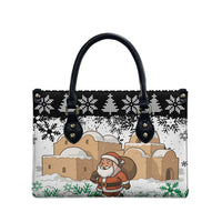 Jordan Christmas Leather Bag with Santa Snow Village Green and Black Snowflake Tree Pattern - Wonder Print Shop