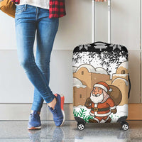 Jordan Christmas Luggage Cover with Santa Snow Village Green and Black Snowflake Tree Pattern - Wonder Print Shop
