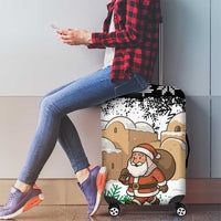 Jordan Christmas Luggage Cover with Santa Snow Village Green and Black Snowflake Tree Pattern - Wonder Print Shop