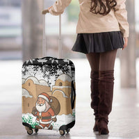 Jordan Christmas Luggage Cover with Santa Snow Village Green and Black Snowflake Tree Pattern - Wonder Print Shop