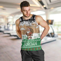 Jordan Christmas Men Tank Top with Santa Snow Village Green and Black Snowflake Tree Pattern - Wonder Print Shop