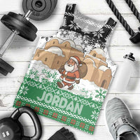 Jordan Christmas Men Tank Top with Santa Snow Village Green and Black Snowflake Tree Pattern - Wonder Print Shop