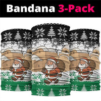 Jordan Christmas Neck Gaiter with Santa Snow Village Green and Black Snowflake Tree Pattern - Wonder Print Shop