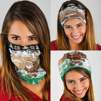 Jordan Christmas Neck Gaiter with Santa Snow Village Green and Black Snowflake Tree Pattern - Wonder Print Shop