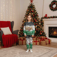 Jordan Christmas Pajama Set with Santa Snow Village Green and Black Snowflake Tree Pattern - Wonder Print Shop
