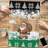 Jordan Christmas Puzzle with Santa Snow Village Green and Black Snowflake Tree Pattern - Wonder Print Shop