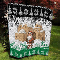 Jordan Christmas Quilt with Santa Snow Village Green and Black Snowflake Tree Pattern - Wonder Print Shop