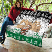 Jordan Christmas Quilt with Santa Snow Village Green and Black Snowflake Tree Pattern - Wonder Print Shop