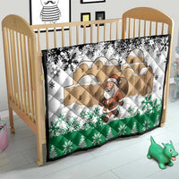 Jordan Christmas Quilt with Santa Snow Village Green and Black Snowflake Tree Pattern - Wonder Print Shop
