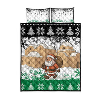 Jordan Christmas Quilt Bed Set with Santa Snow Village Green and Black Snowflake Tree Pattern - Wonder Print Shop