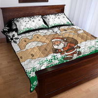 Jordan Christmas Quilt Bed Set with Santa Snow Village Green and Black Snowflake Tree Pattern - Wonder Print Shop