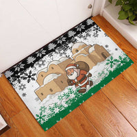 Jordan Christmas Rubber Doormat with Santa Snow Village Green and Black Snowflake Tree Pattern - Wonder Print Shop