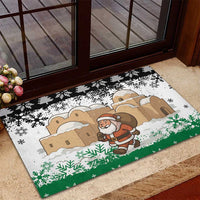 Jordan Christmas Rubber Doormat with Santa Snow Village Green and Black Snowflake Tree Pattern - Wonder Print Shop