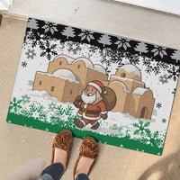 Jordan Christmas Rubber Doormat with Santa Snow Village Green and Black Snowflake Tree Pattern - Wonder Print Shop