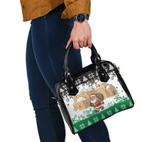 Jordan Christmas Shoulder Handbag with Santa Snow Village Green and Black Snowflake Tree Pattern - Wonder Print Shop