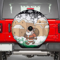 Jordan Christmas Spare Tire Cover with Santa Snow Village Green and Black Snowflake Tree Pattern - Wonder Print Shop