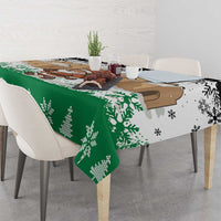 Jordan Christmas Tablecloth with Santa Snow Village Green and Black Snowflake Tree Pattern - Wonder Print Shop