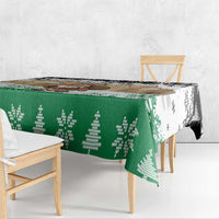 Jordan Christmas Tablecloth with Santa Snow Village Green and Black Snowflake Tree Pattern - Wonder Print Shop