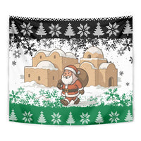 Jordan Christmas Tapestry with Santa Snow Village Green and Black Snowflake Tree Pattern - Wonder Print Shop