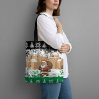Jordan Christmas Tote Bag with Santa Snow Village Green and Black Snowflake Tree Pattern - Wonder Print Shop