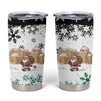 Jordan Christmas Tumbler Cup with Santa Snow Village Green and Black Snowflake Tree Pattern - Wonder Print Shop